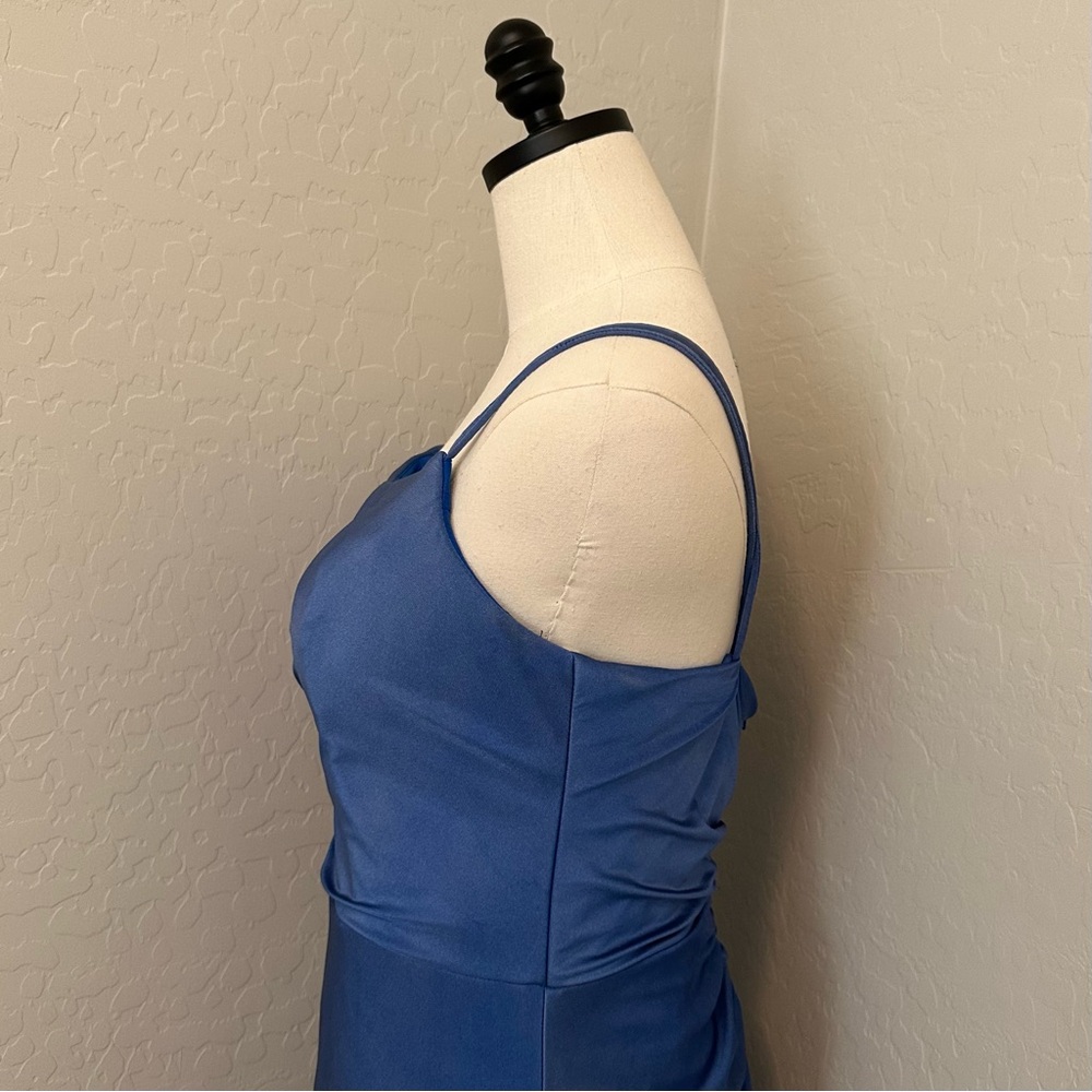 🔴FINAL CLEARANCE NEW JOVANI SZ 14 BLUE FRONT SLIT FORMAL EVENING GOWN DAMAGED - Picture 8 of 16